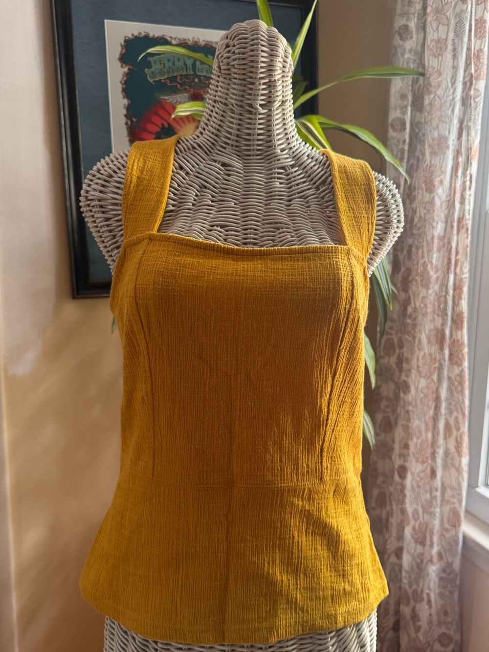 Textured Square-Neck Tank Top